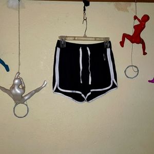 Black athletic Shorts with white piping and white draw string - Justice Brand